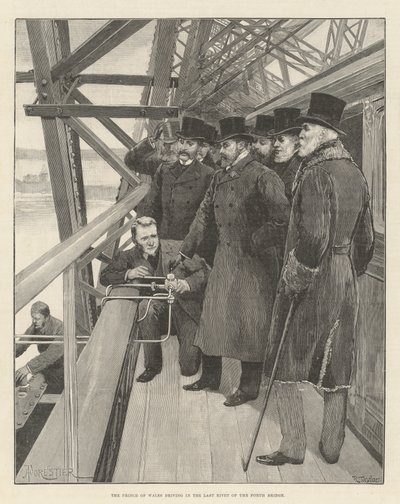 Le Prince de Galles enfonçant le dernier rivet du pont de Forth - Amedee Forestier